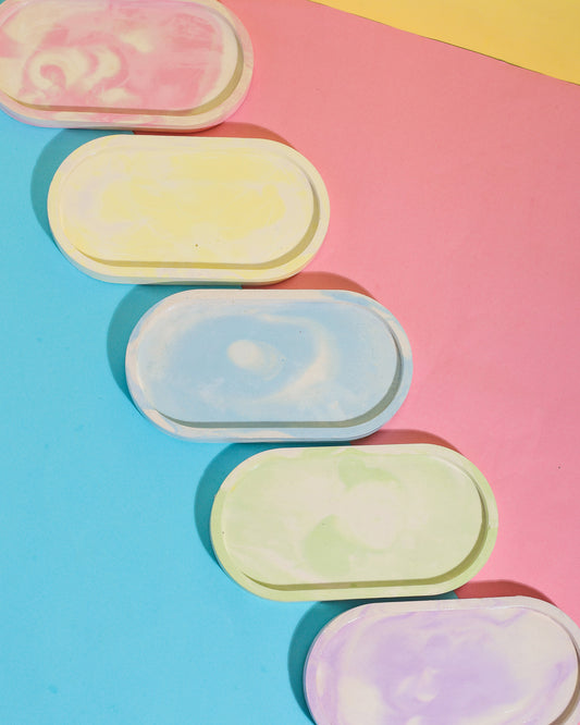 Summer Marbled Oval Tray