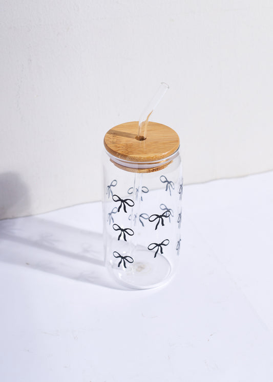 Black Bows Glass Can
