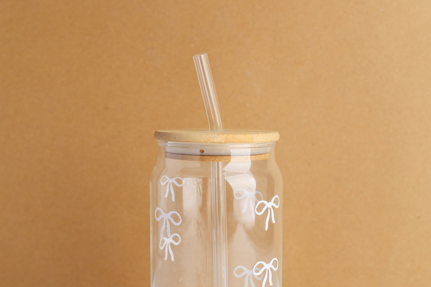 White Bows Glass Can