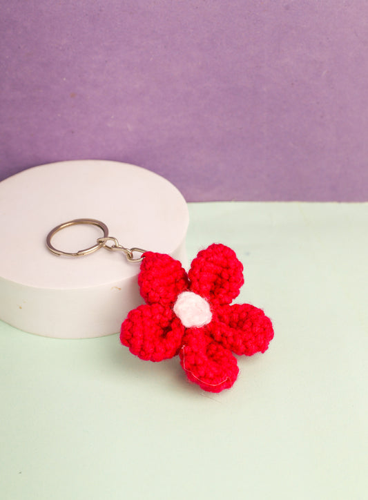 Maroon Flower Keychain