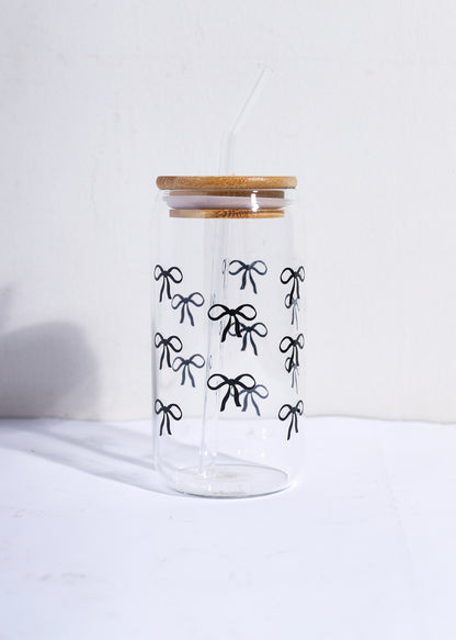 Black Bows Glass Can