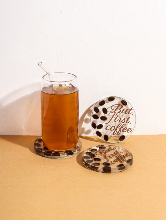 "But First, Coffee" Resin Coaster
