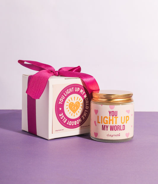 'You light up my world' Candle