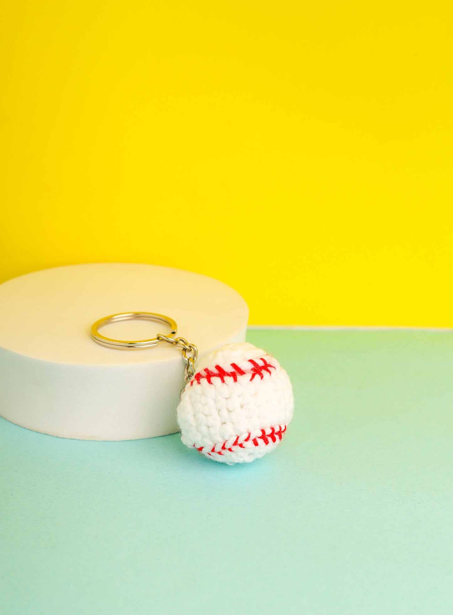 Cricket Ball Keychain