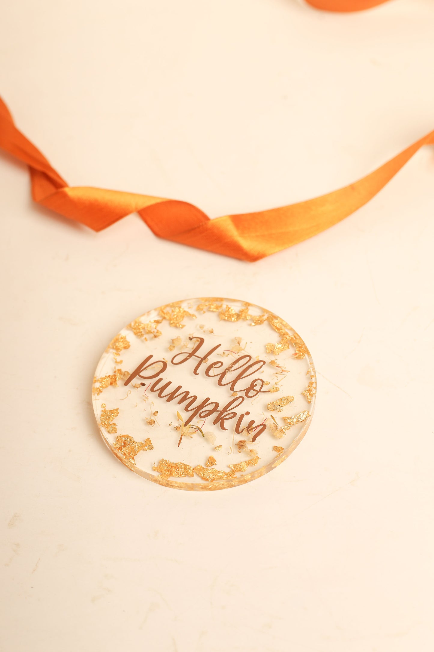 Hello Pumpkin Resin Coaster